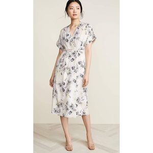 Equipment Silk Dress Midi Wrap Abstract Print V Neck Tavine Short Sleeved Sz 6